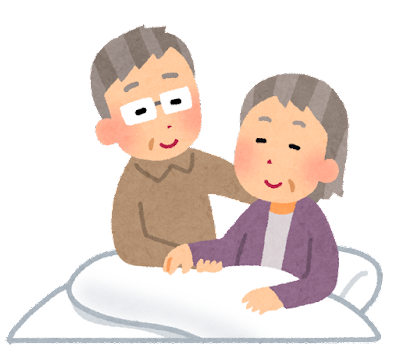 老々介護のイラスト（笑顔）